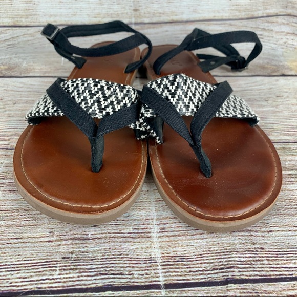 Toms Sandals Lexie White Black Woven Women’s  8 - Picture 2 of 6